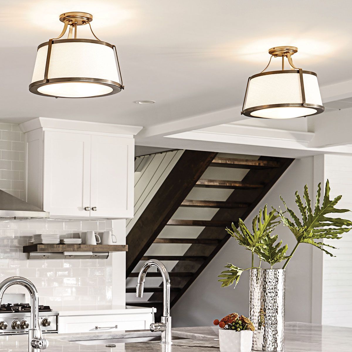 Hinkley Charlotte 3 Light Semi-Flush - Brushed Caramel