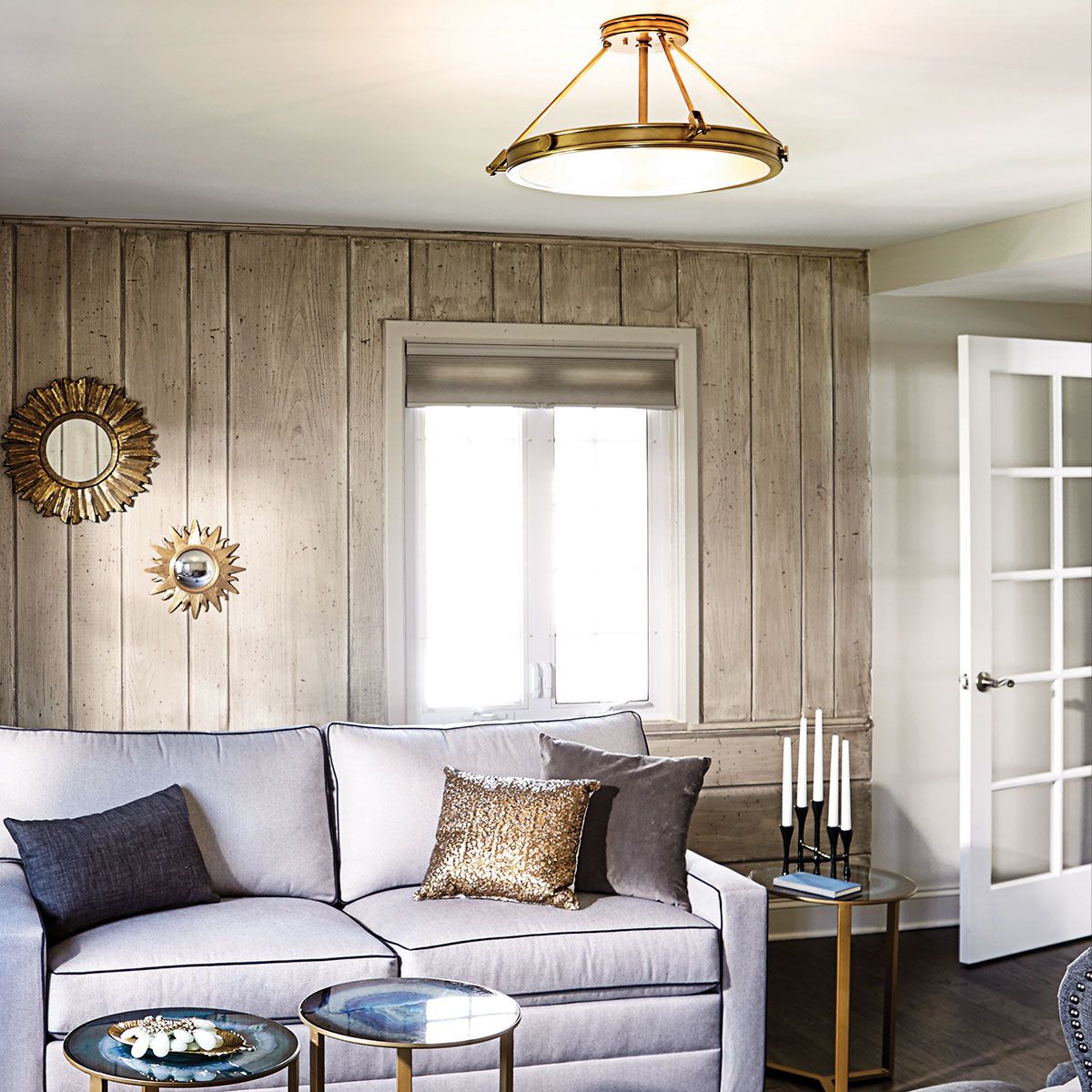 Hinkley Collier 4 Light Large Semi-Flush Fitting - Heritage Brass