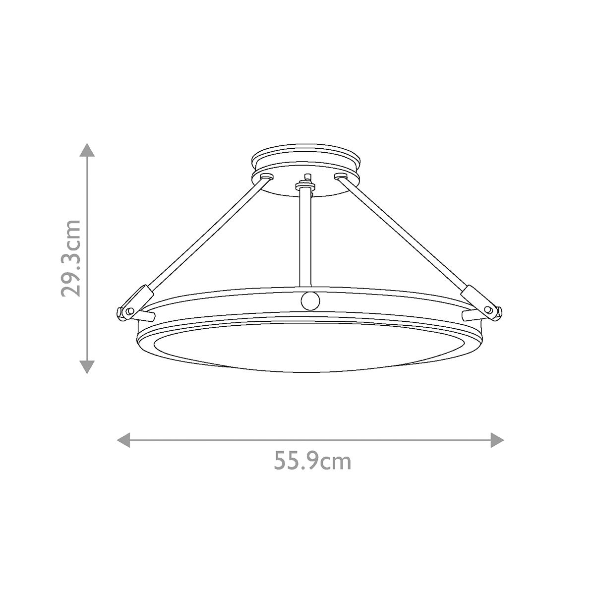 Hinkley Collier 4 Light Large Semi-Flush Fitting - Heritage Brass