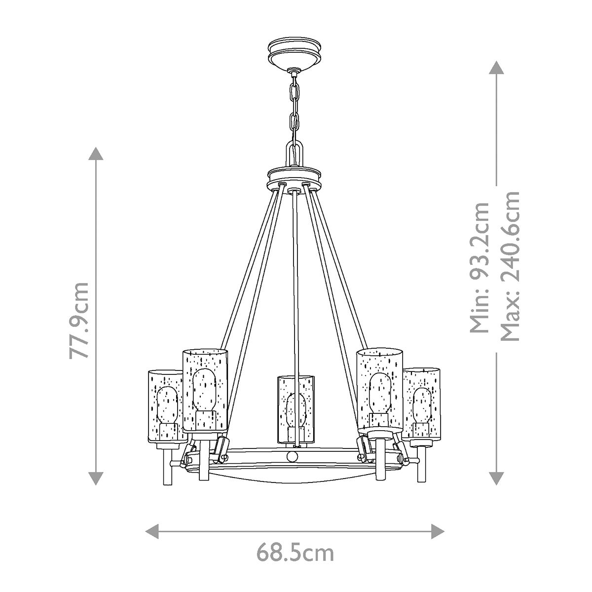 Hinkley Collier 5 Light Chandelier - Heritage Brass