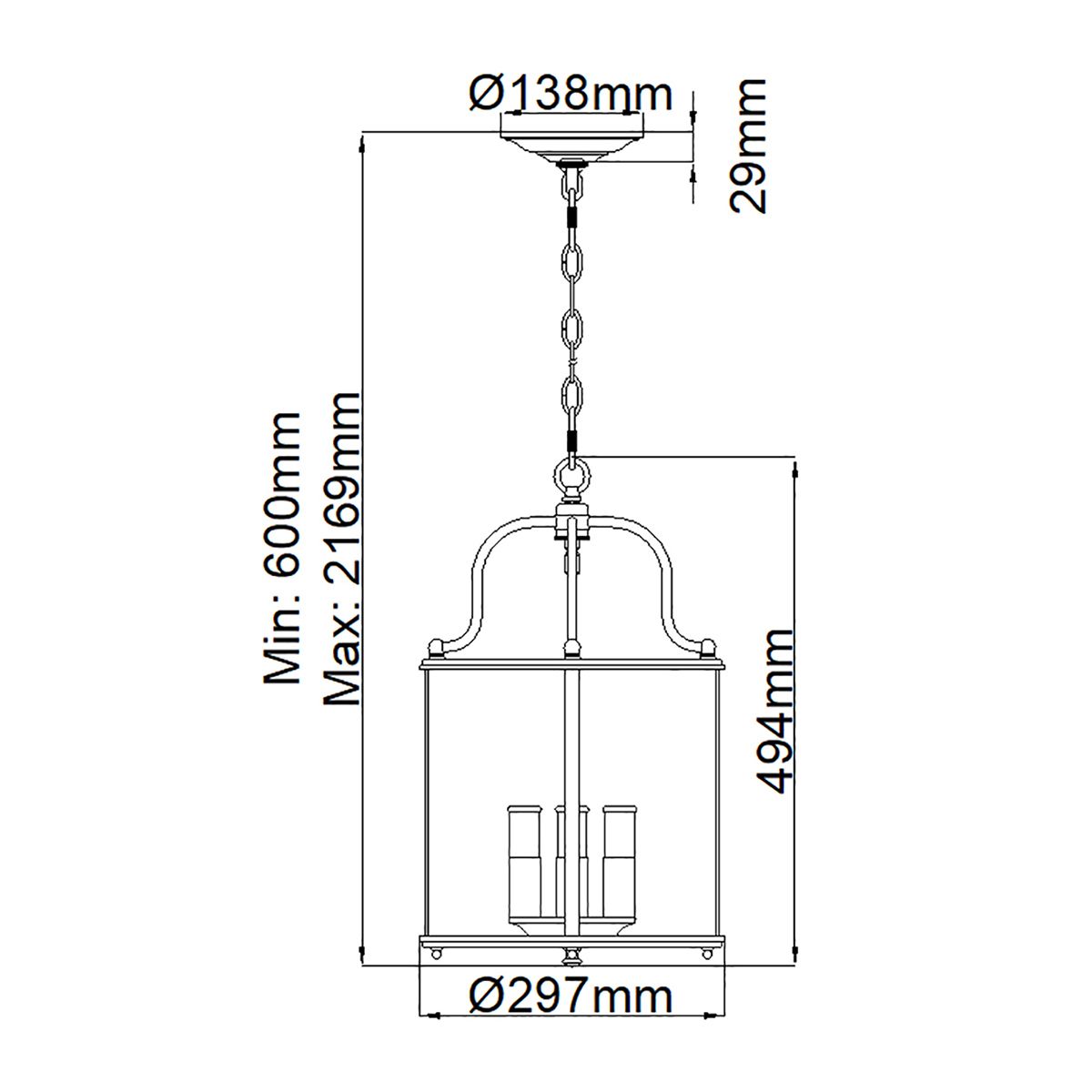 Hinkley Gentry 4 Light Medium Pendant - Polished Brass