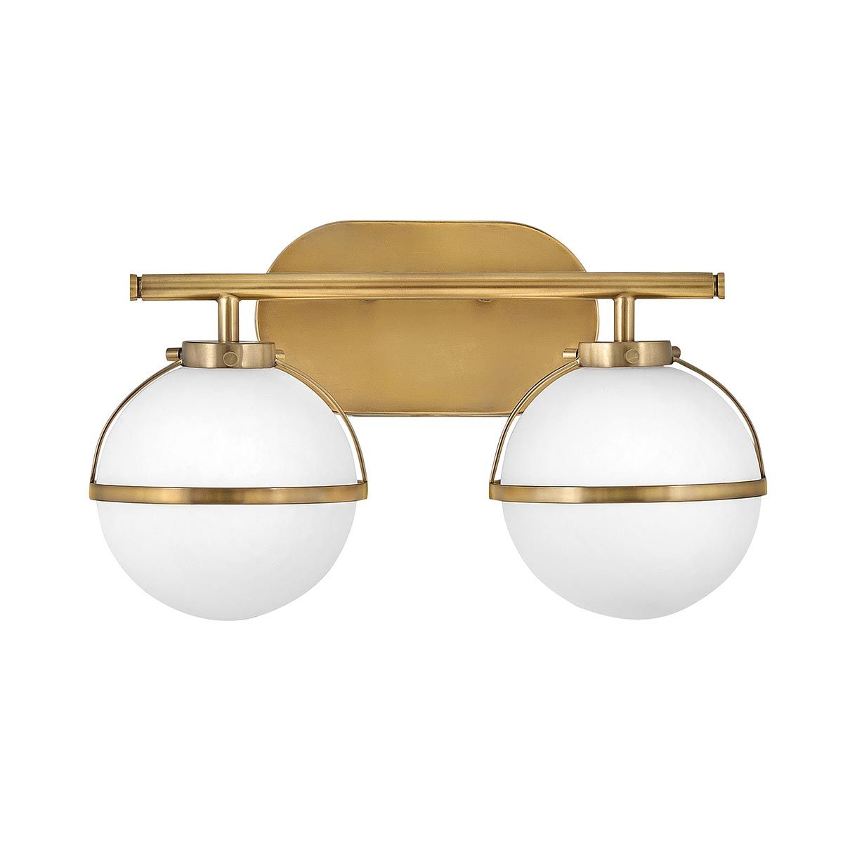 Hinkley Hollis 2 Light Wall Light - Opal - Heritage Brass