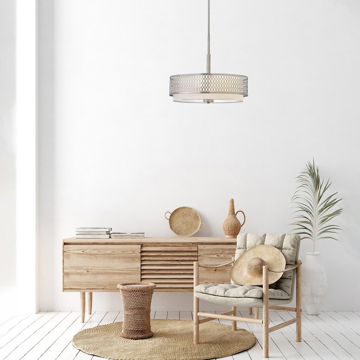 Hinkley Jules 3 Light Pendant / Semi-Flush - Brushed Nickel