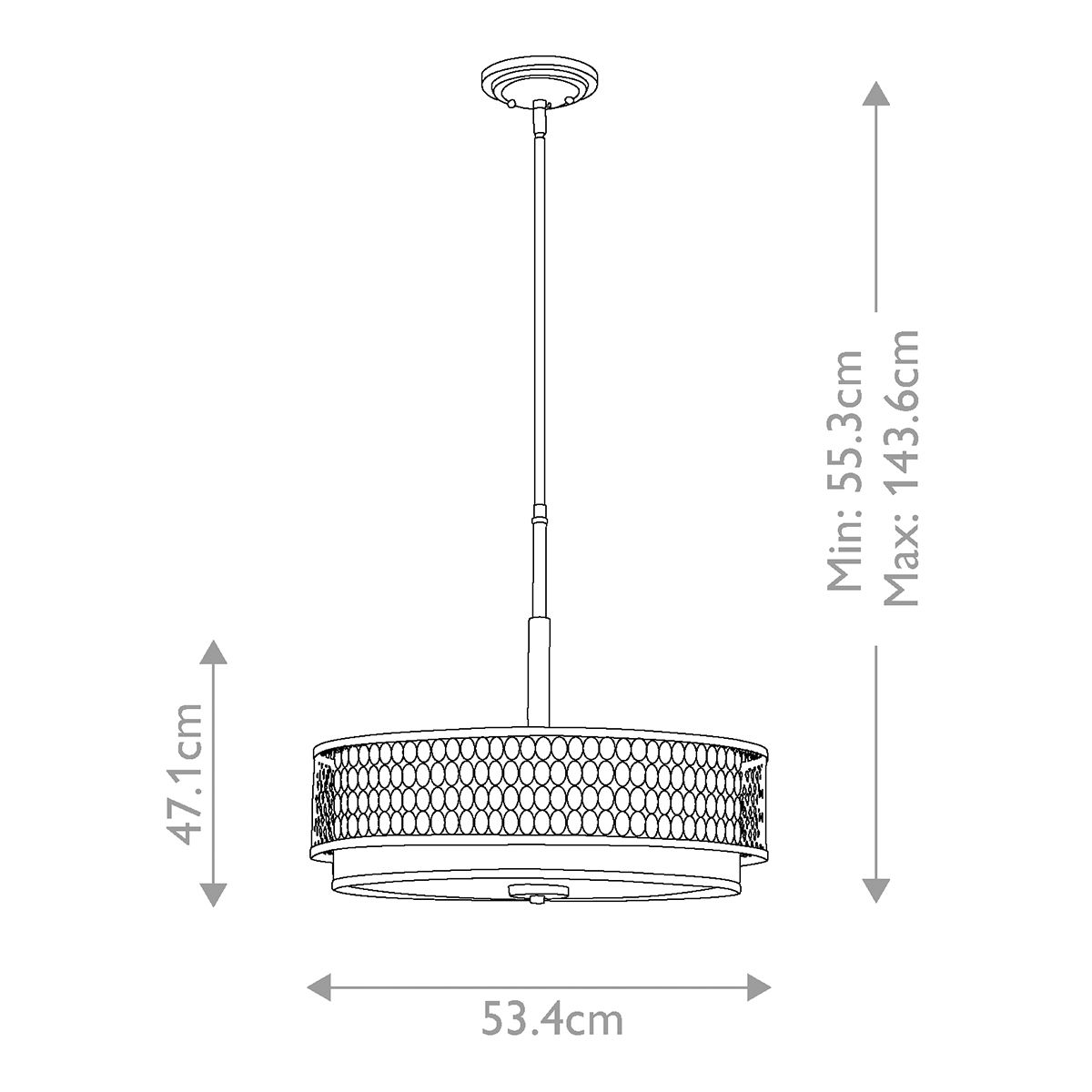 Hinkley Jules 3 Light Pendant / Semi-Flush - Brushed Nickel