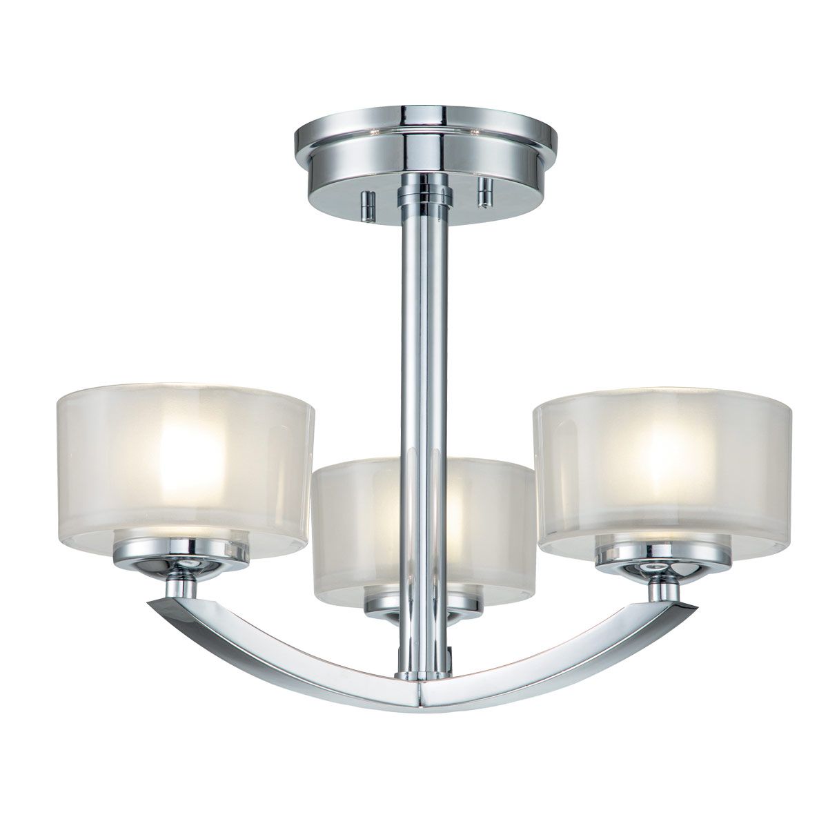 Hinkley Meridian 3 Light Semi-Flush Fitting - Polished Chrome