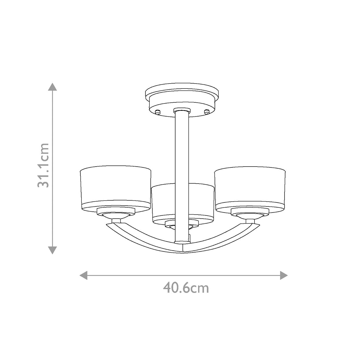 Hinkley Meridian 3 Light Semi-Flush - Brushed Nickel
