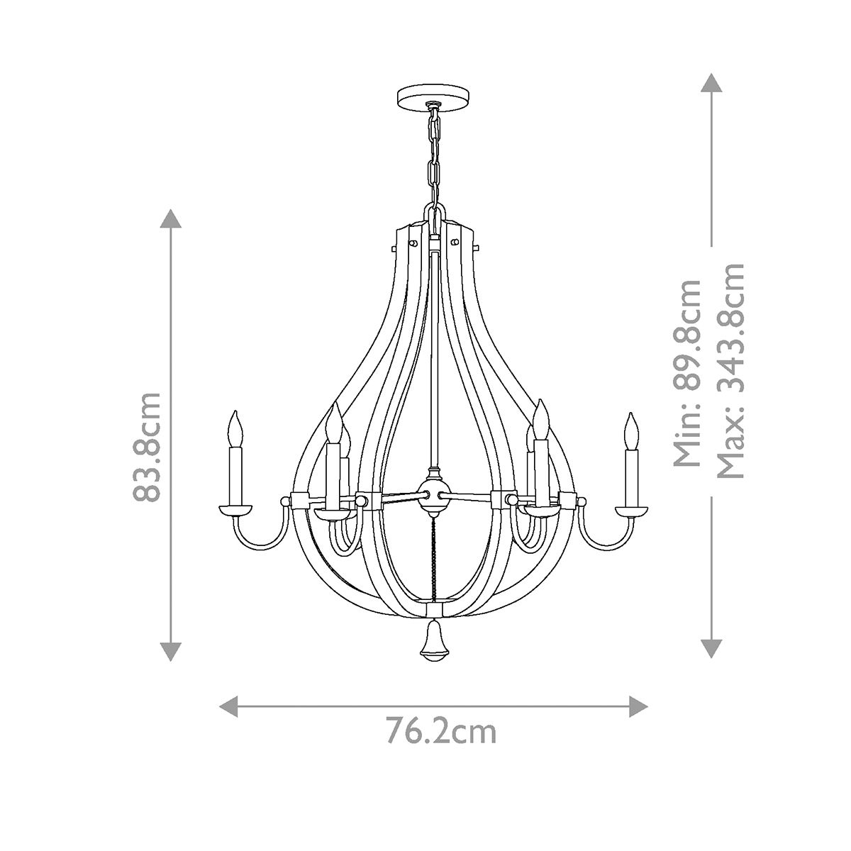 Hinkley Middlefield 6 Light Chandelier - Iron Rust