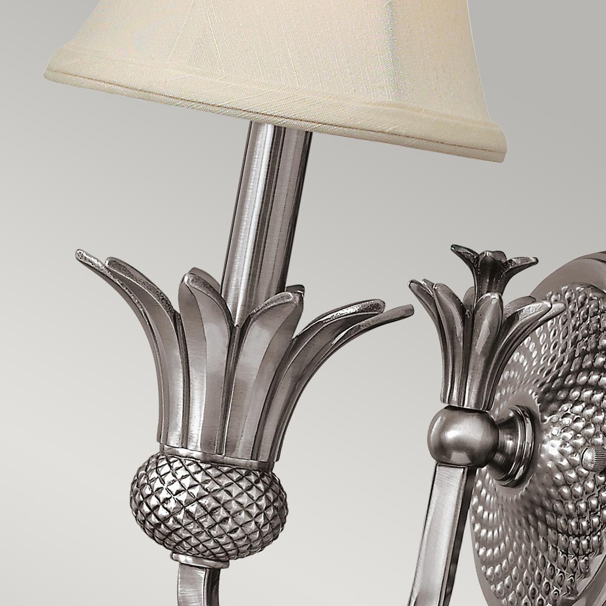 Hinkley Plantation Single Wall Light - Polished Antique Nickel & Linen Shade