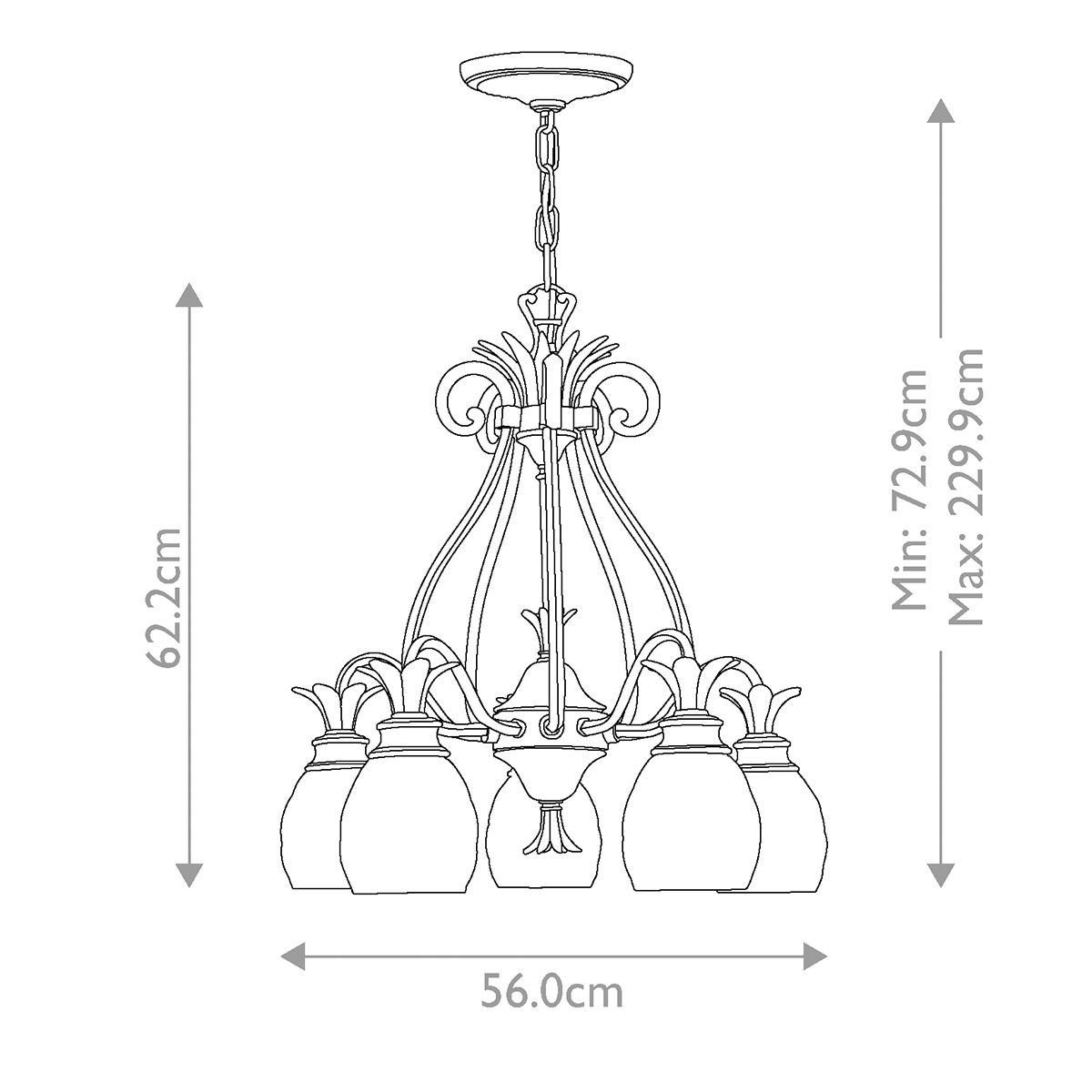 Hinkley Plantation 5 Light Chandelier - Burnished Brass