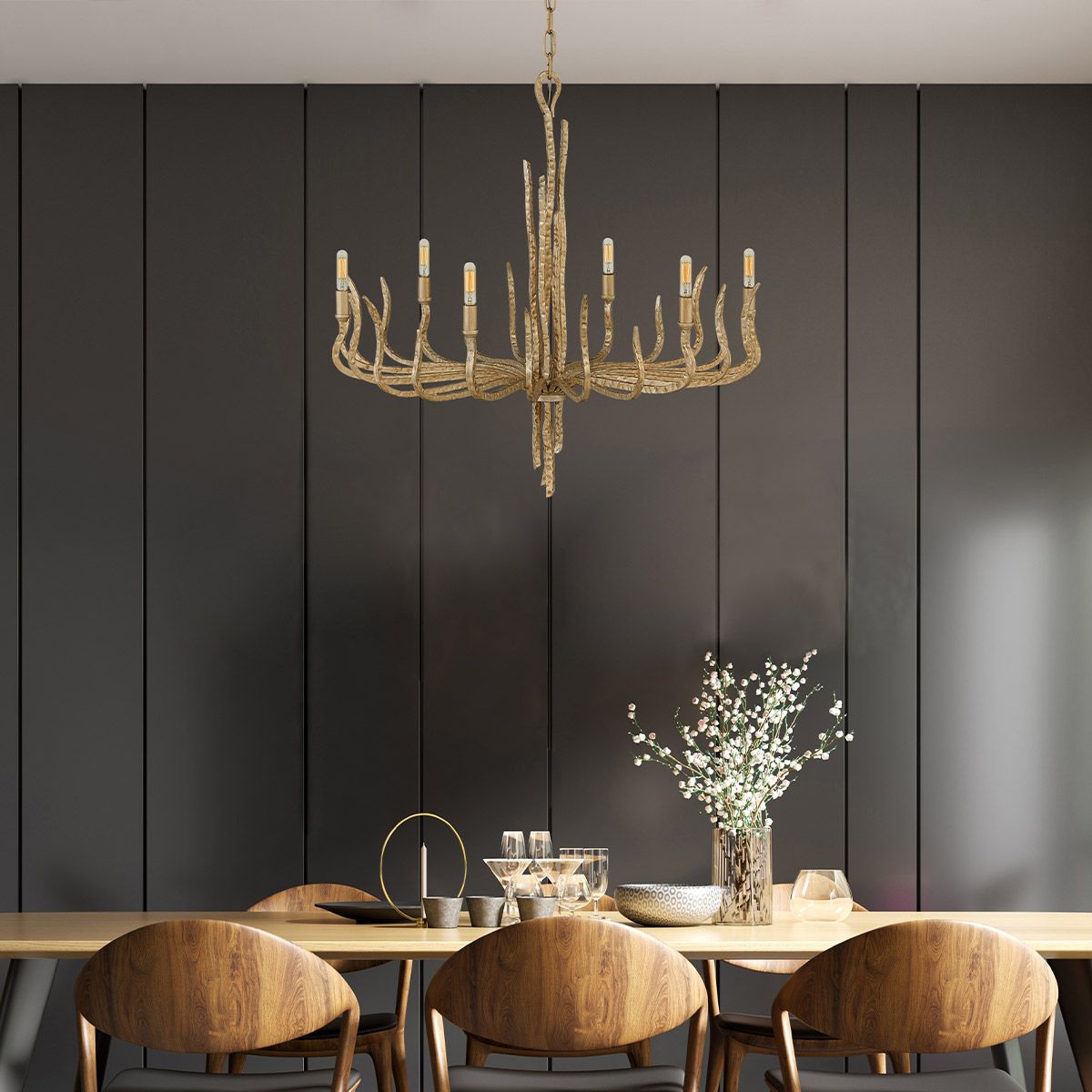 Hinkley Spyre 6 Light Chandelier - Champagne Gold