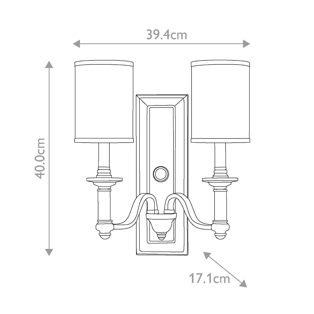 Hinkley Sussex 2 Light Wall Light - Brushed Nickel