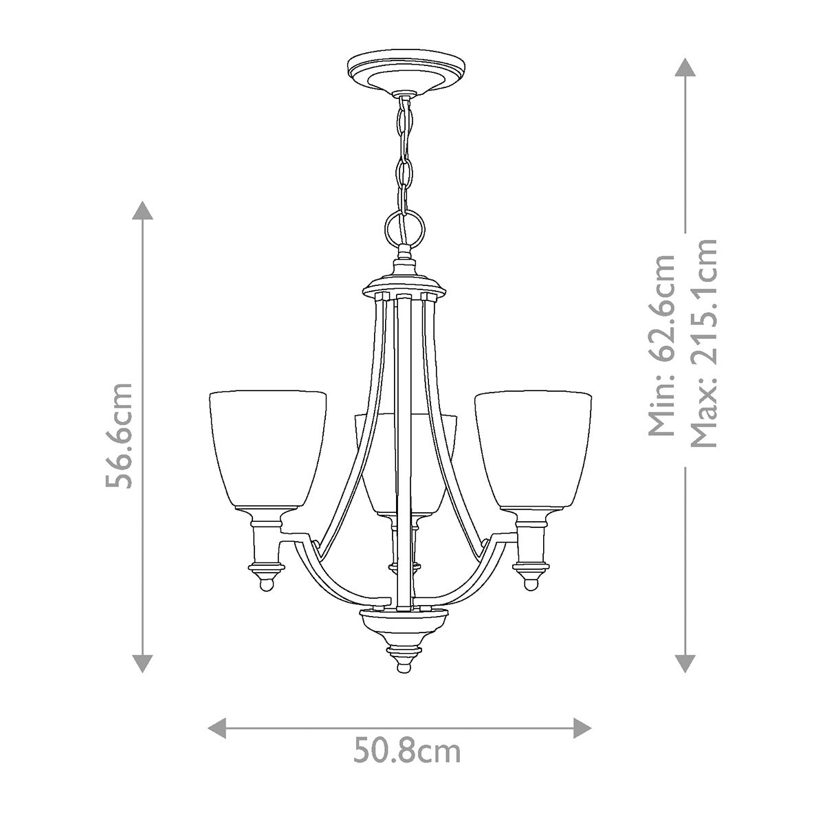 Hinkley Truman 3 Light Chandelier - Antique Nickel