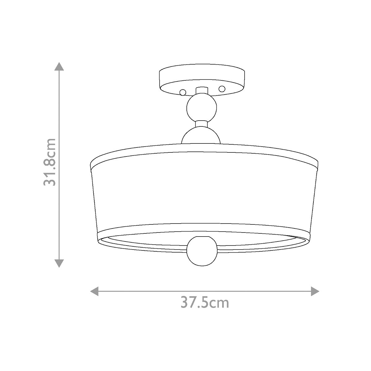 Hinkley Zelda 3 Light Semi-Flush Fitting - Polished Nickel