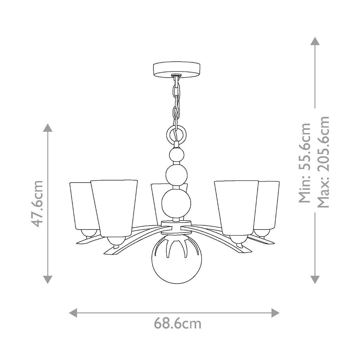 Hinkley Zelda 5 Light Chandelier - Polished Nickel
