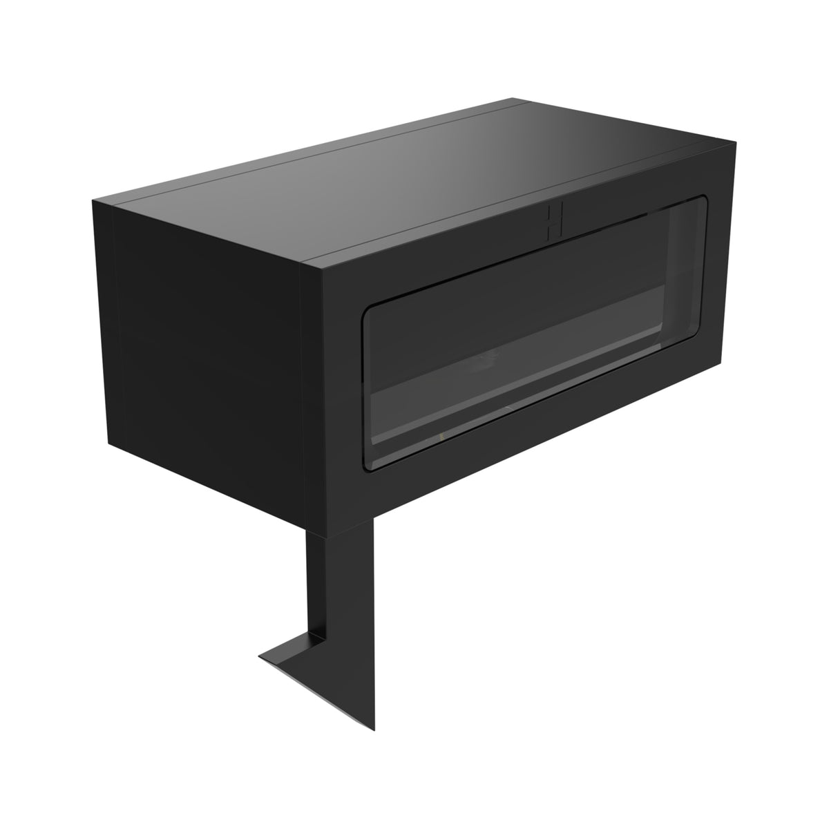 Hunza Verge spike mount path light in black powder coat, rectangular housing on a ground spike, angled view