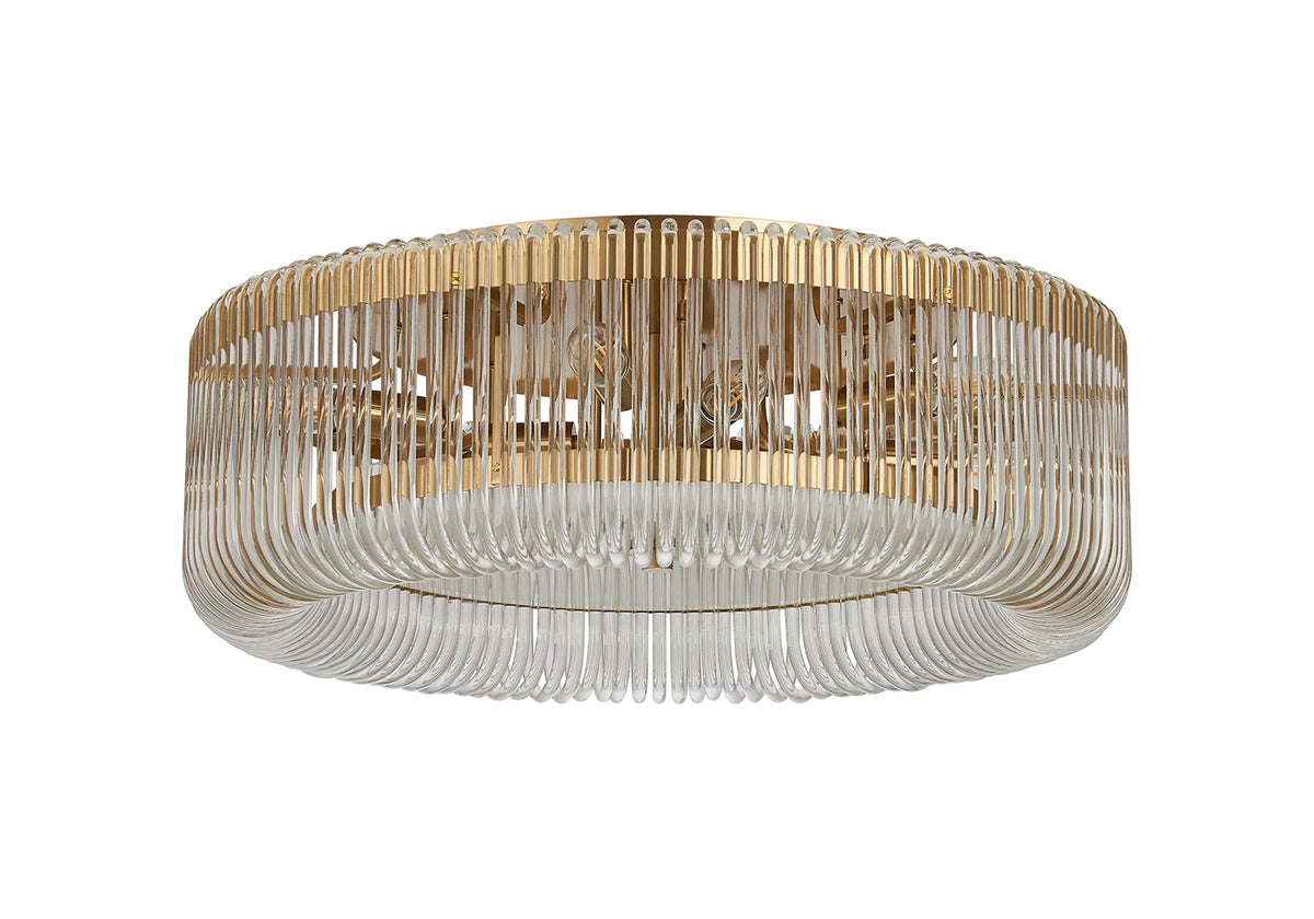 Fabula Hutton Round Flush Ceiling Light – Brass & Clear Glass