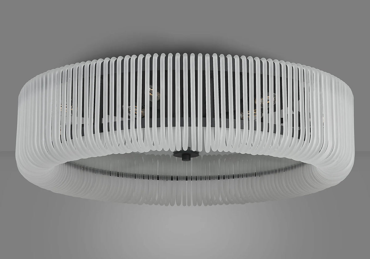 Fabula Hutton Round Flush Ceiling Light – Black & Frosted Glass