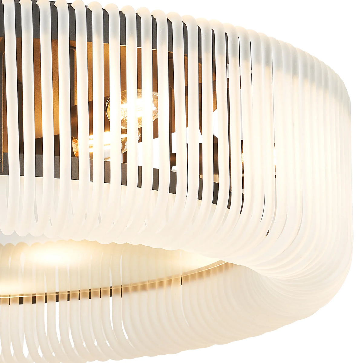 Fabula Hutton Round Flush Ceiling Light – Black & Frosted Glass