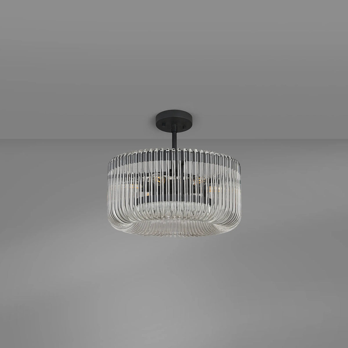 Fabula Hutton Round Pendant Light – 40 cm – Black & Clear Glass