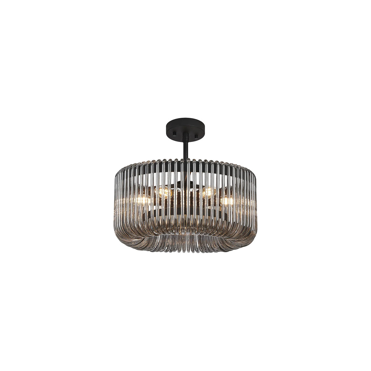 Fabula Hutton Round Pendant Light – 40 cm – Black & Smoke Glass