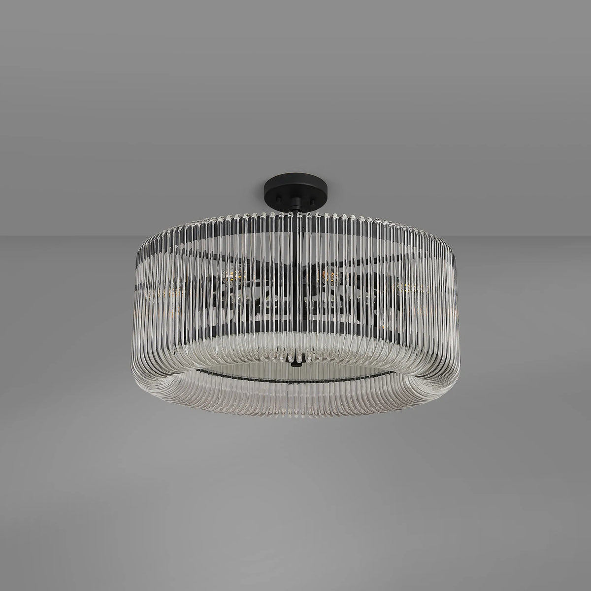 Fabula Hutton Round /Semi Pendant Light – Black & Clear Glass