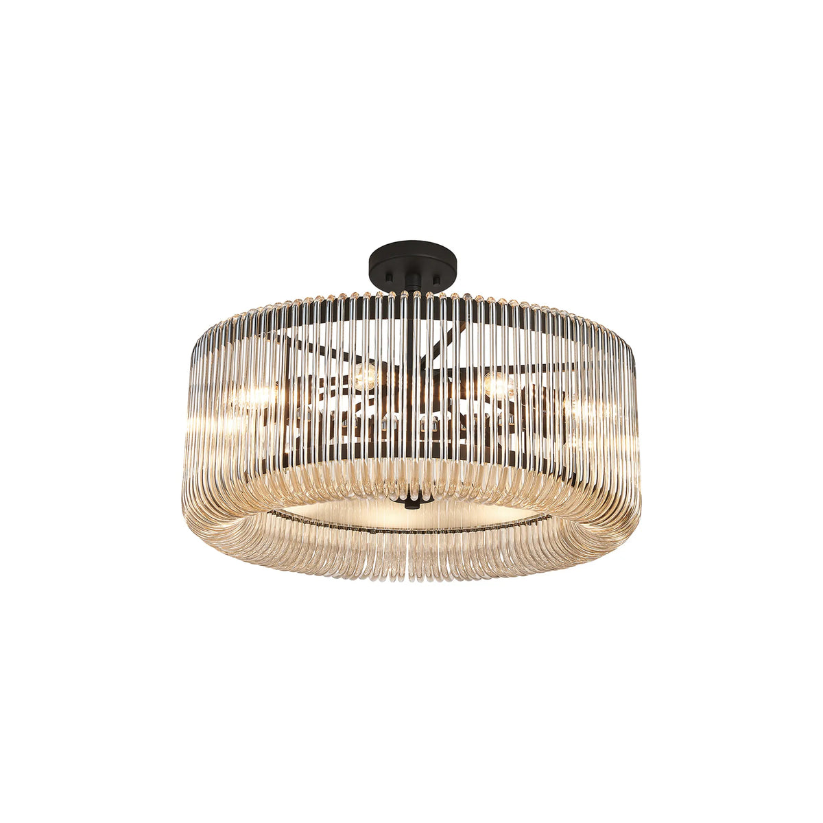 Fabula Hutton Round /Semi Pendant Light – Black & Smoke Brown Glass