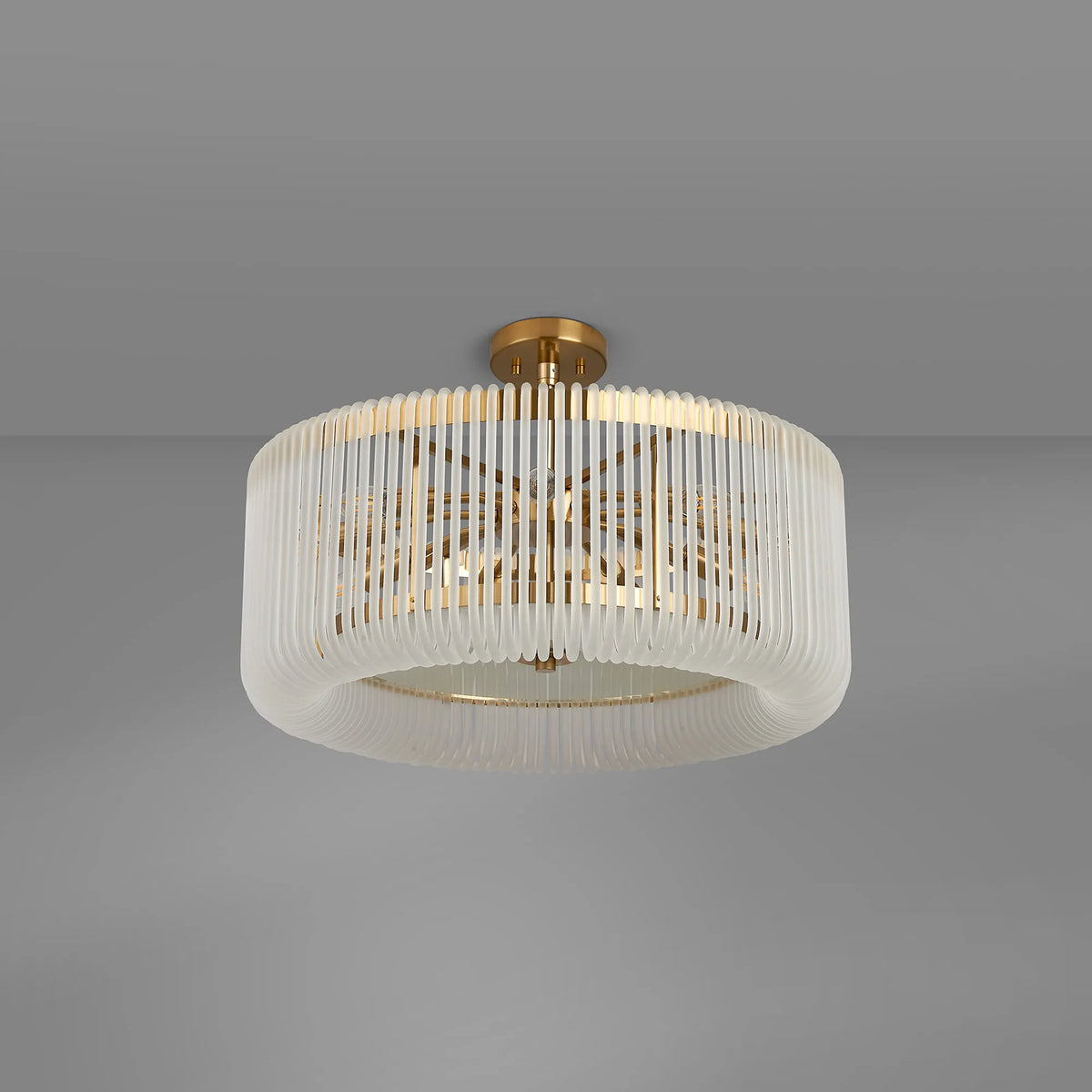 Fabula Hutton Round /Semi Pendant Light – Brass & Frosted Glass