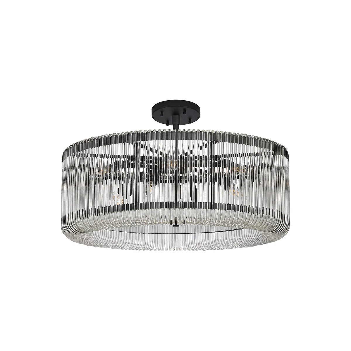 Fabula Hutton Round /Semi Pendant Light – Black & Clear Glass