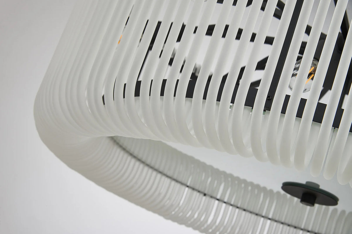 Fabula Hutton Round /Semi Pendant Light – Black & Frosted Glass