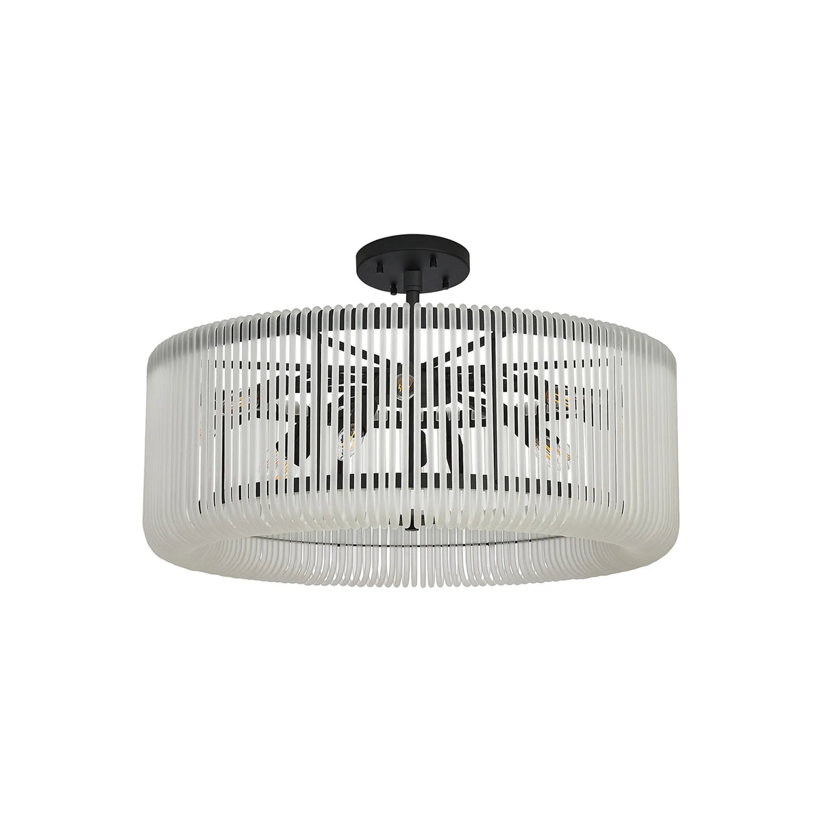 Fabula Hutton Round /Semi Pendant Light – Black & Frosted Glass