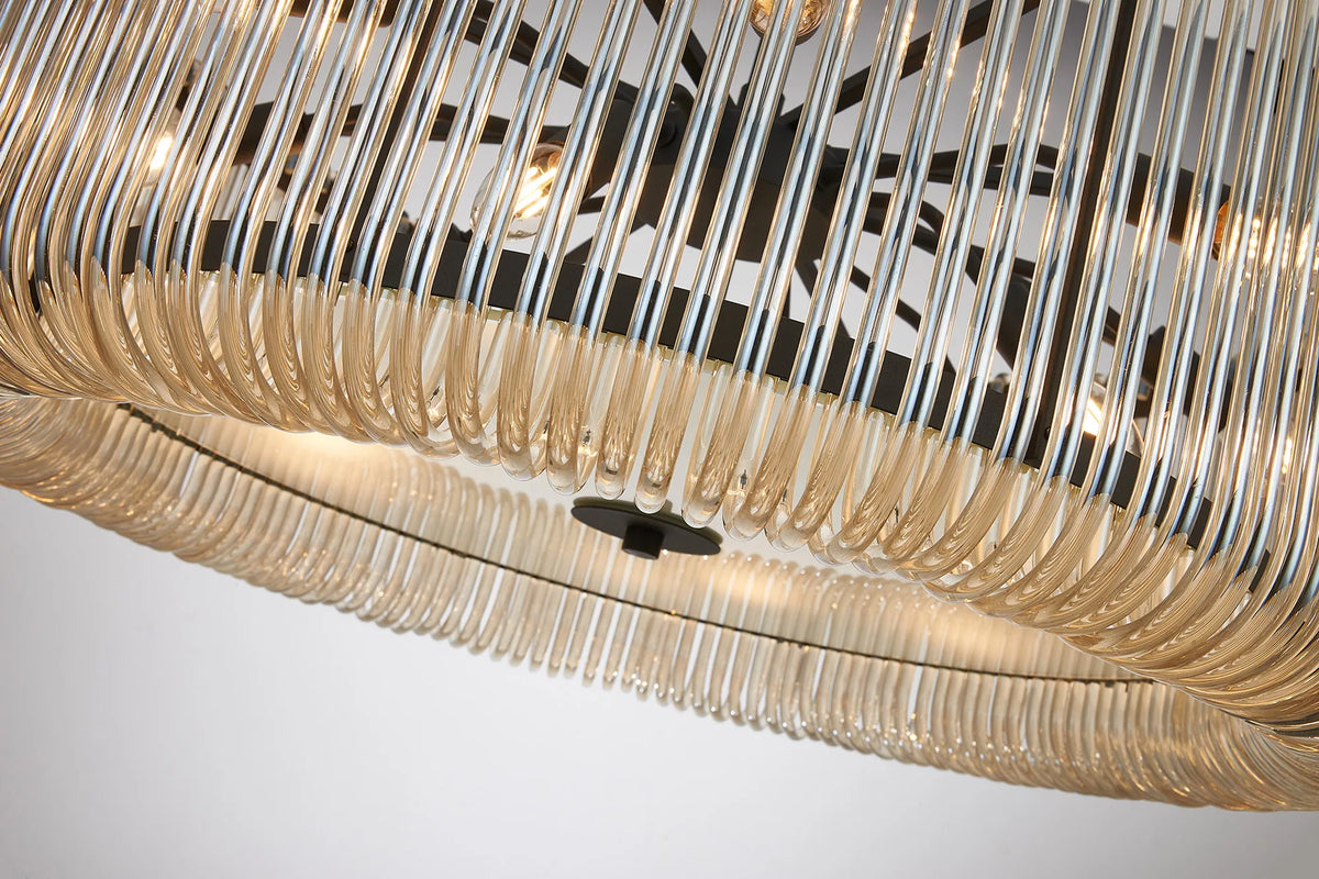 Fabula Hutton Round /Semi Pendant Light – Black & Smoke Brown Glass
