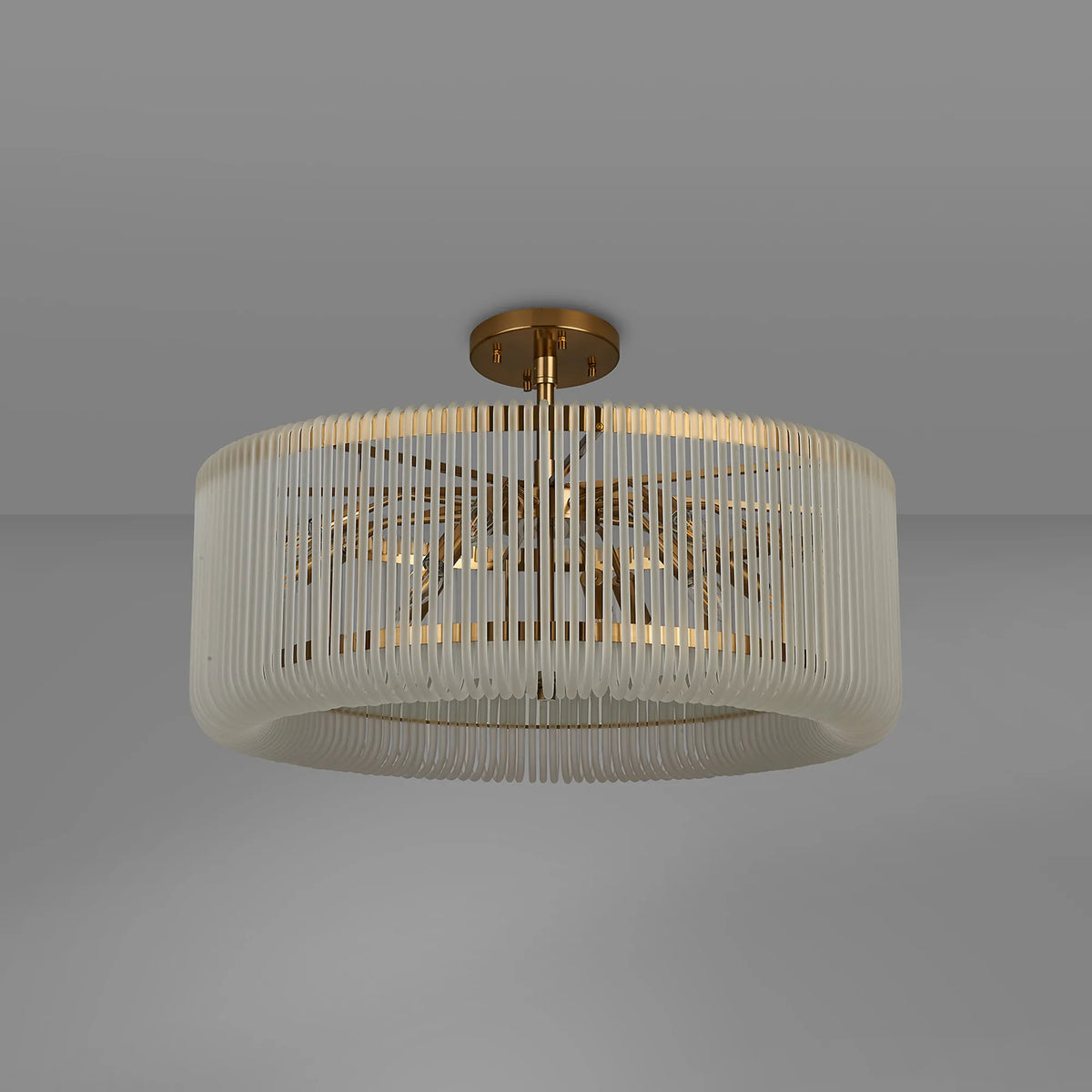 Fabula Hutton Round /Semi Pendant Light – Brass & Frosted Glass