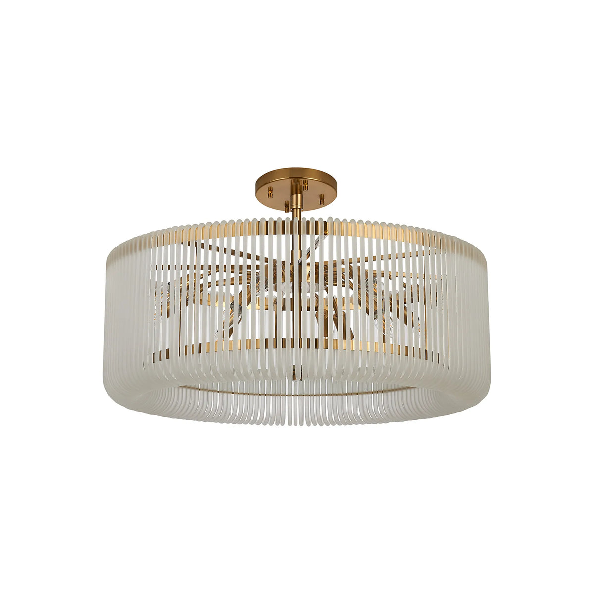 Fabula Hutton Round /Semi Pendant Light – Brass & Frosted Glass