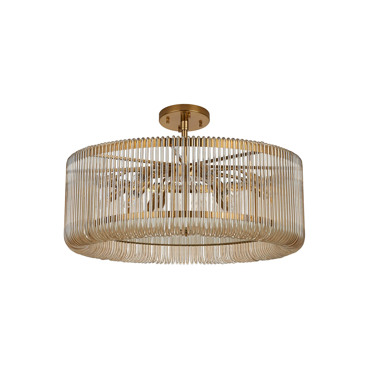 Fabula Hutton Round /Semi Pendant Light – Brass & Smoke Brown Glass
