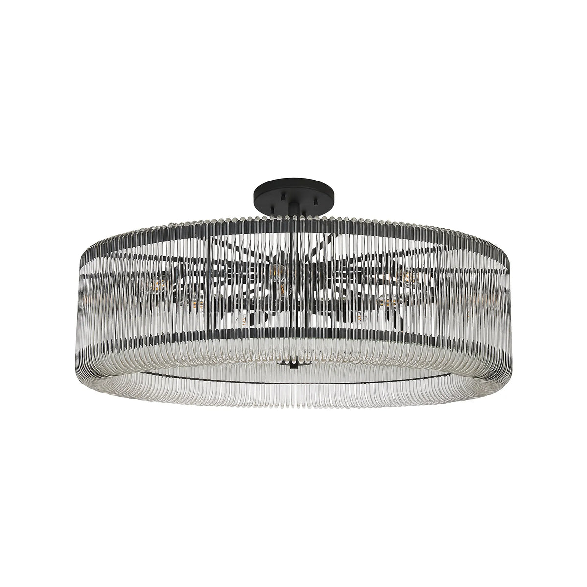 Fabula Hutton Round /Semi Pendant Light – Black & Clear Glass