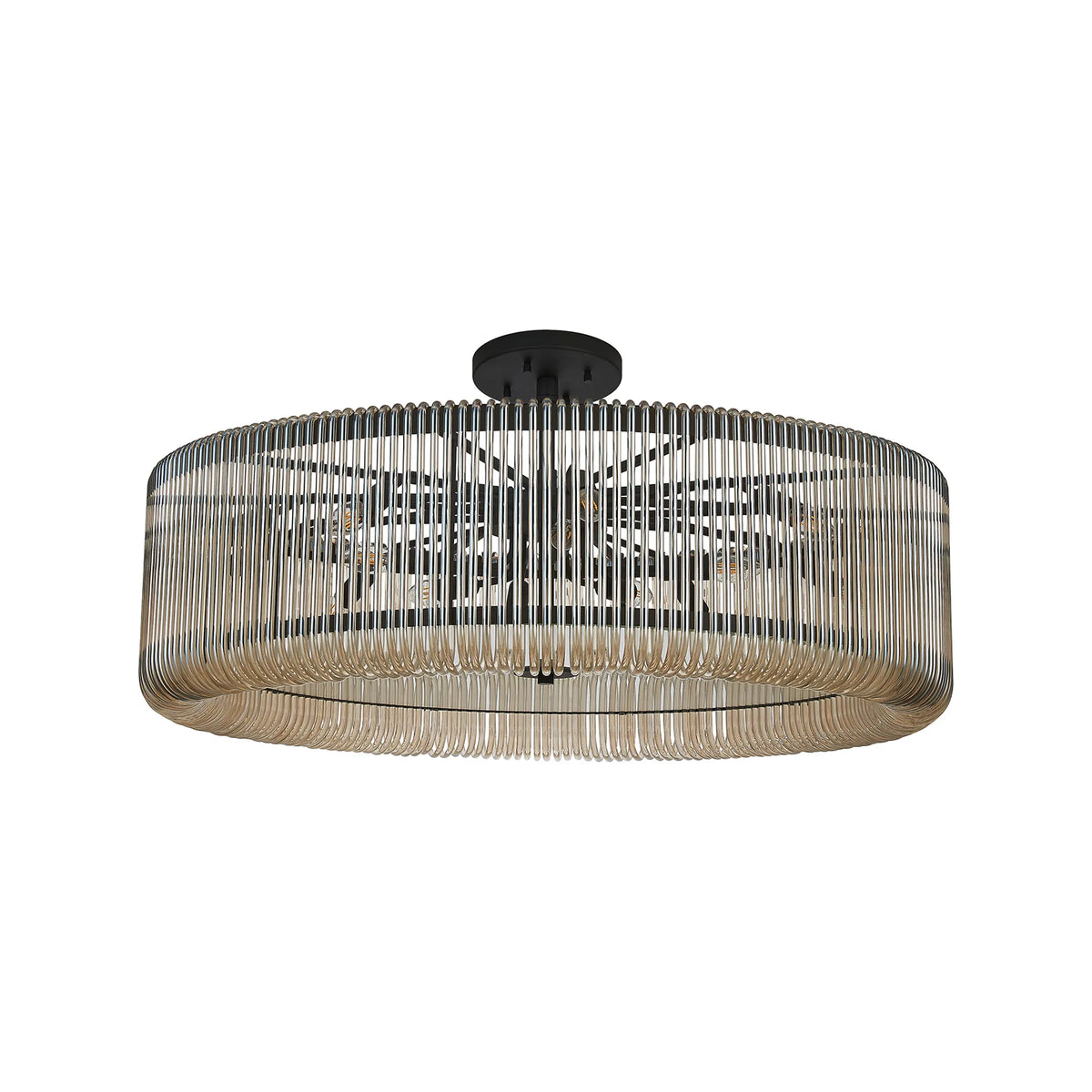 Fabula Hutton Round /Semi Pendant Light – Black & Smoke Brown Glass