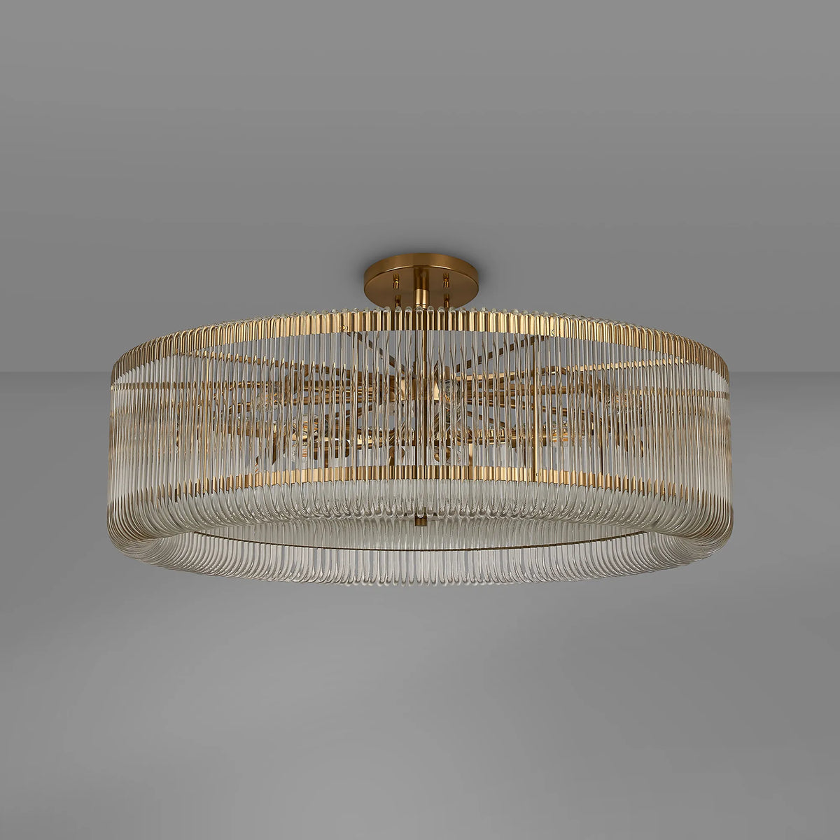 Fabula Hutton Round /Semi Pendant Light – Brass & Clear Glass