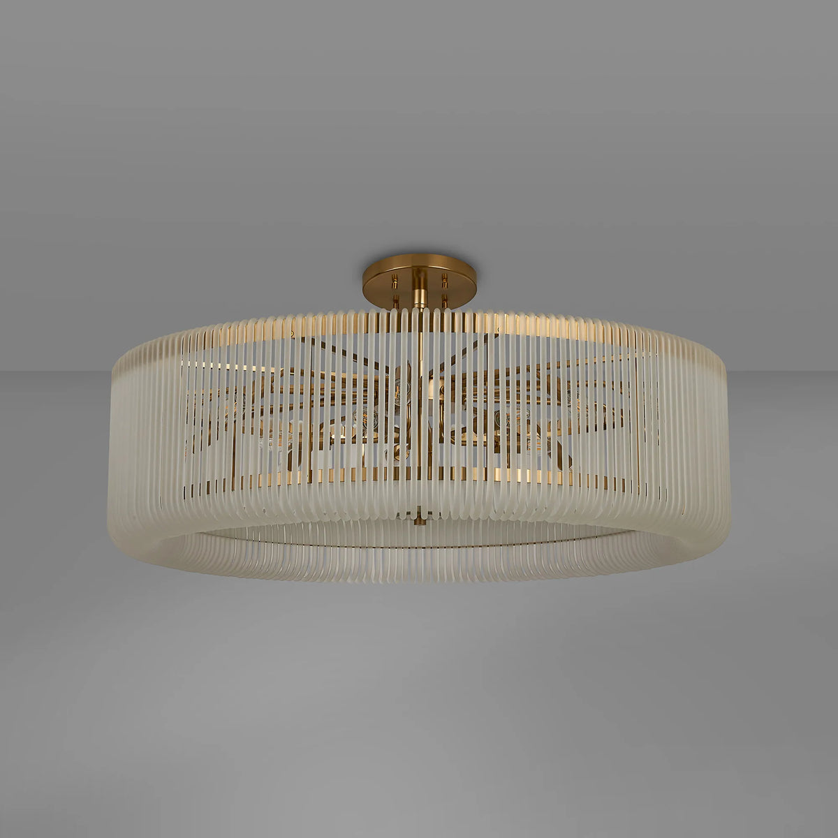 Fabula Hutton Round /Semi Pendant Light – Brass & Frosted Glass