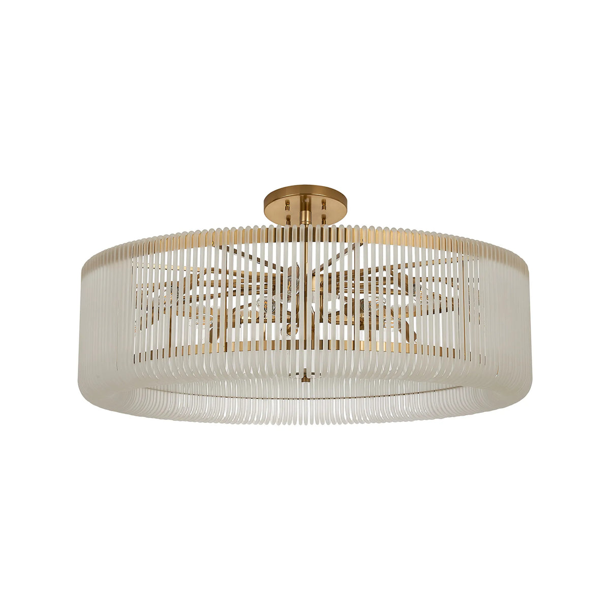 Fabula Hutton Round /Semi Pendant Light – Brass & Frosted Glass