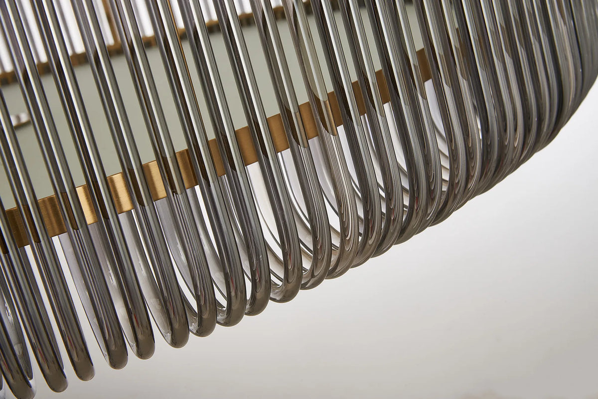 Fabula Hutton Round /Semi Pendant Light – Brass & Smoke Glass