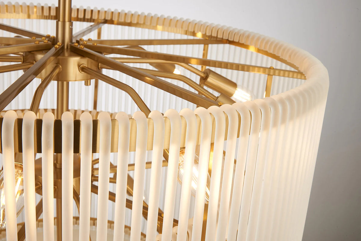 Fabula Hutton 2 Tier Round /Semi Pendant Light – 78 cm – Brass & Frosted Glass