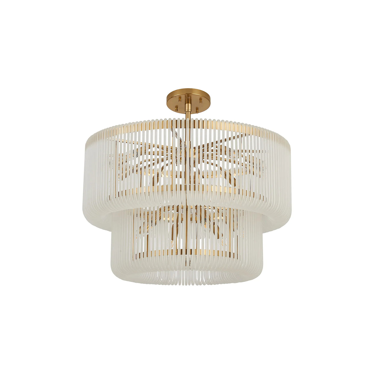 Fabula Hutton 2 Tier Round /Semi Pendant Light – 78 cm – Brass & Frosted Glass