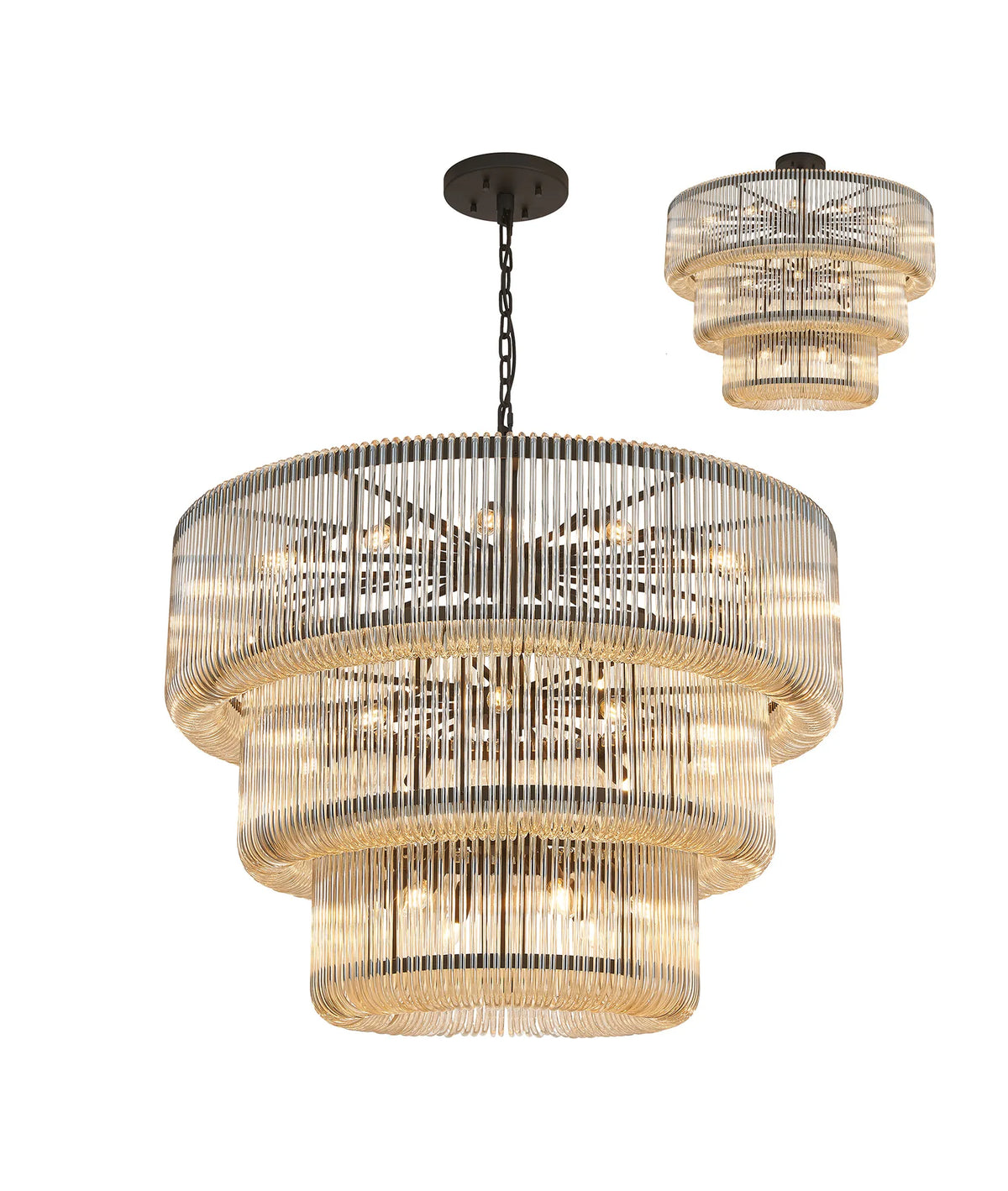 Fabula Hutton Pendant Light – 100 cm – Black & Smoke Brown Glass 100 cm