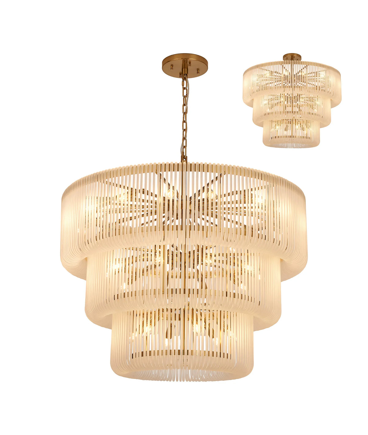 Fabula Hutton Pendant Light – 100 cm – Brass & Frosted Glass 100 cm
