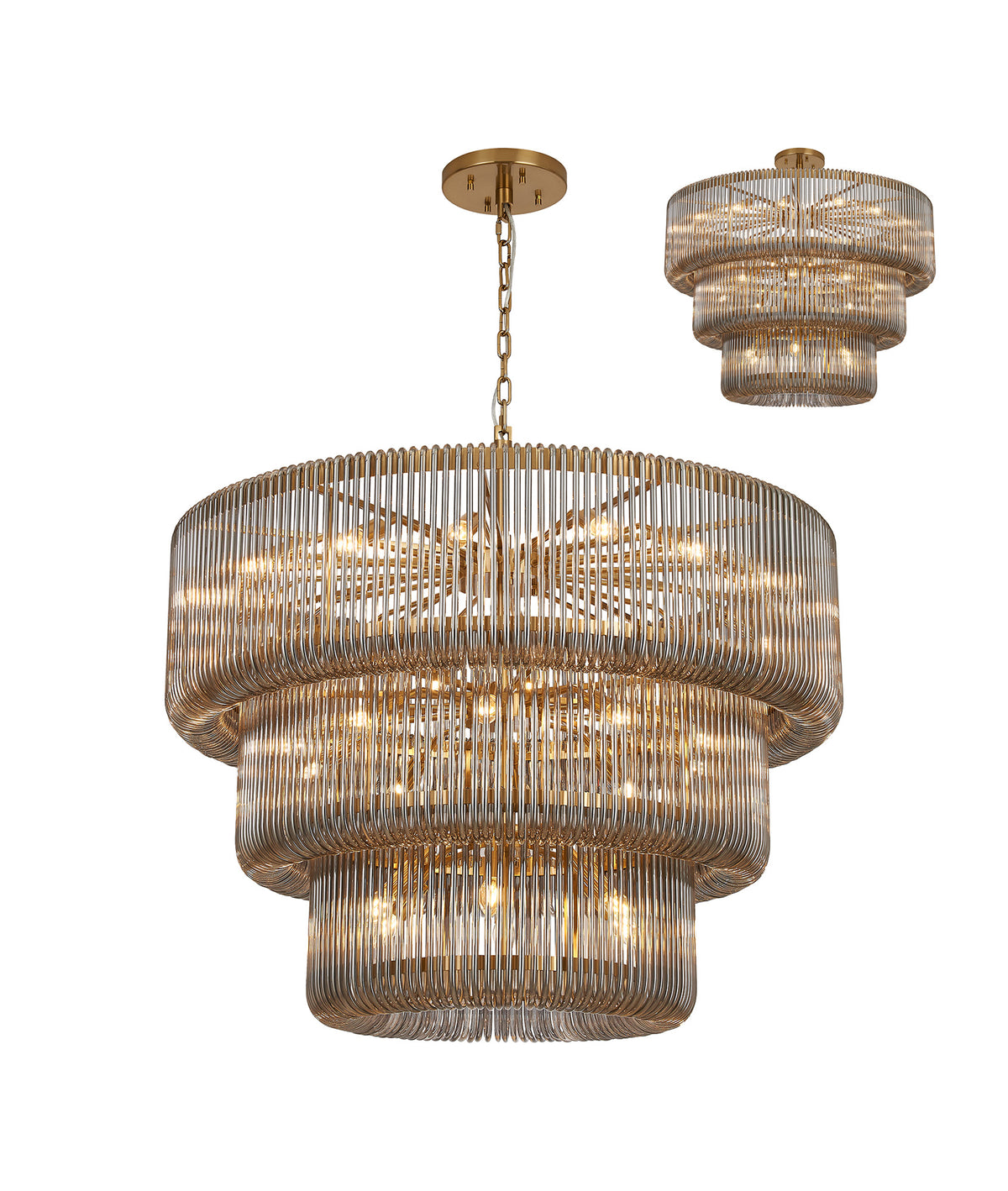 Fabula Hutton Pendant Light – 100 cm – Brass & Smoke Glass 100 cm
