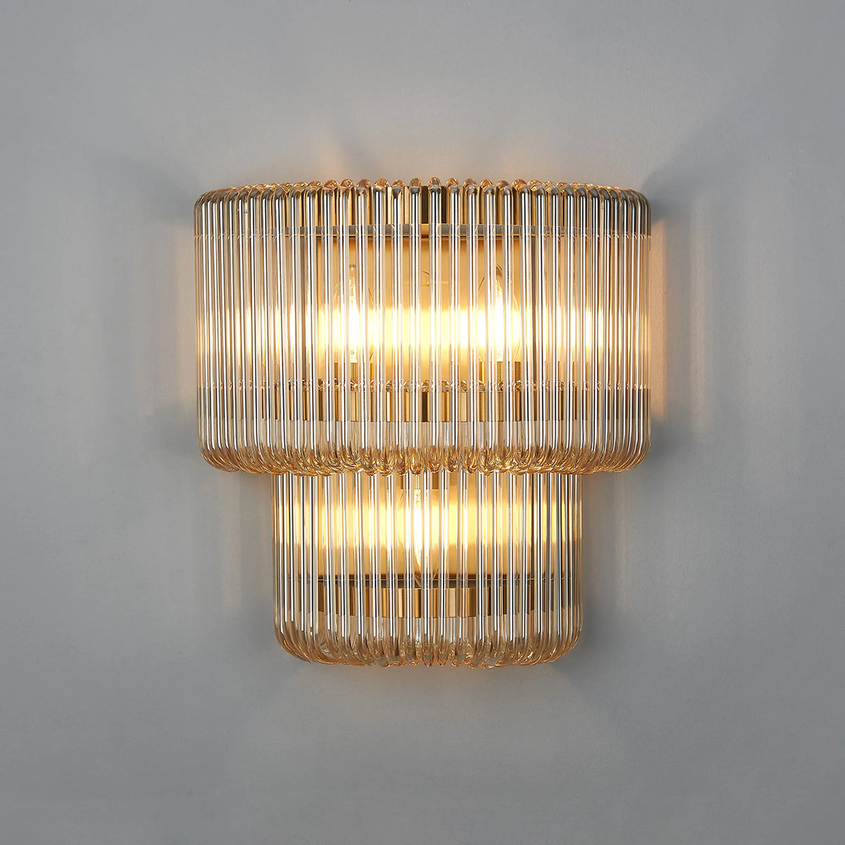 Fabula Hutton 32 x Large Wall Light – 32 cm – Brass & Smoke Brown Glass