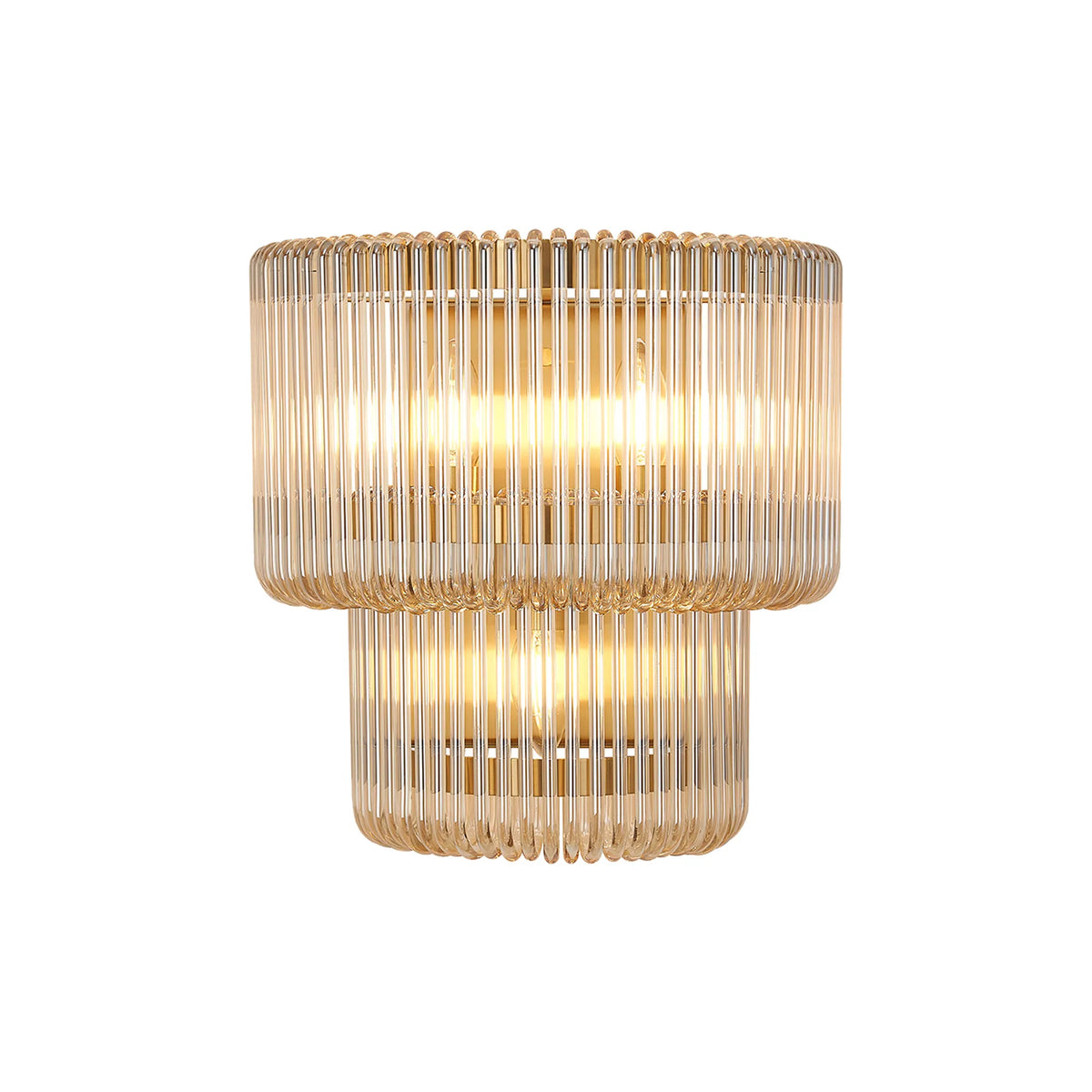 Fabula Hutton 32 x Large Wall Light – 32 cm – Brass & Smoke Brown Glass 32 cm