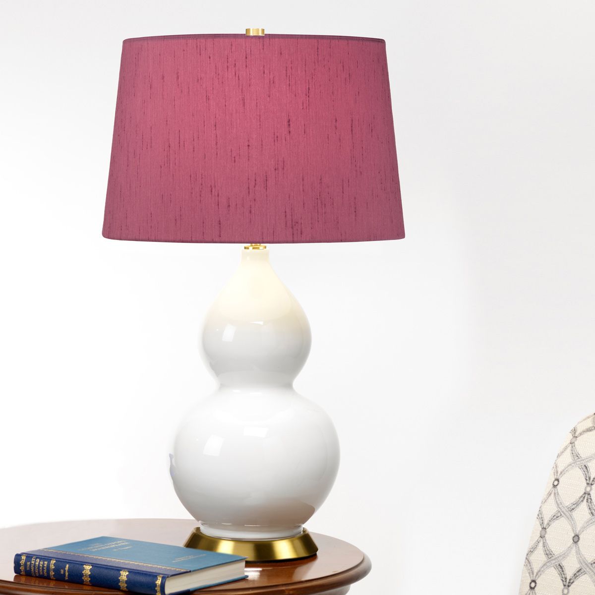 Elstead Isla 1 Light Table Lamp - White, Aged Brass & Purple