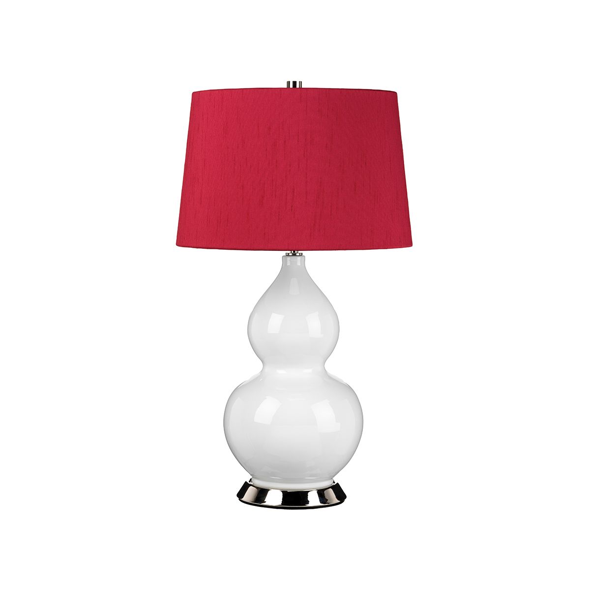 Elstead Isla 1 Light Table Lamp - White, Polished Nickel & Red