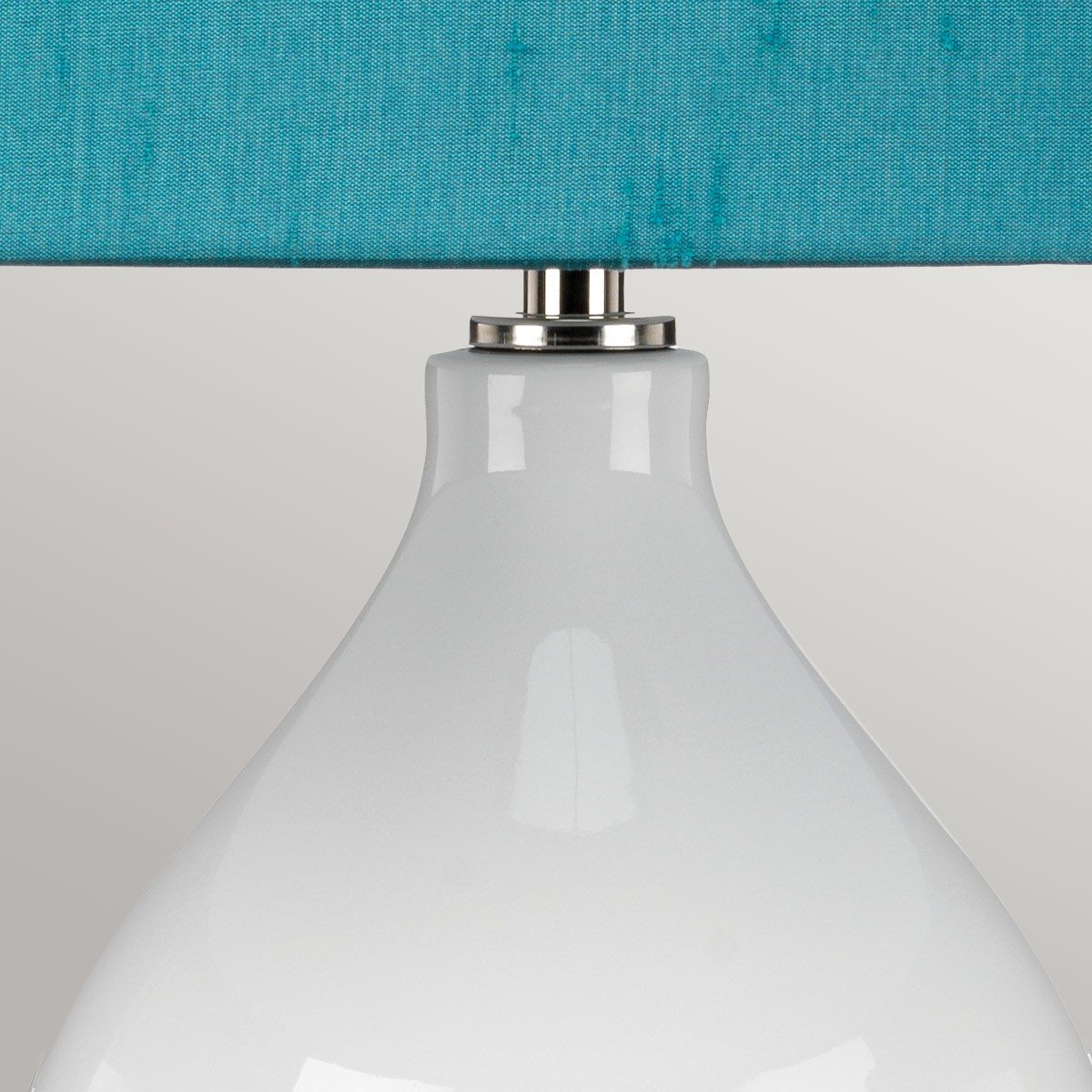 Elstead Isla 1 Light Table Lamp - White, Polished Nickel & Teal